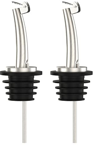 Axe Sickle 2 Pcs Oil Spout Liquor Bottle Pourer Spouts Stainless Steel Speed Pour Spouts Olive Oil Dispenser Spout for About 3/4 Bottle Mouth, with Flip Top