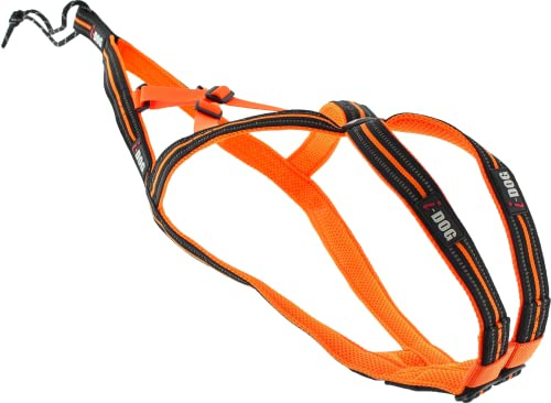 Harnais Sport X-Back One pour Courir avec Son Chien, Encolure et Dos réglable pour activité CANI Cross, CANI Jogging, CANI Trail, CANI Rando I-DOG est Une Marque Française. (Orange, S)