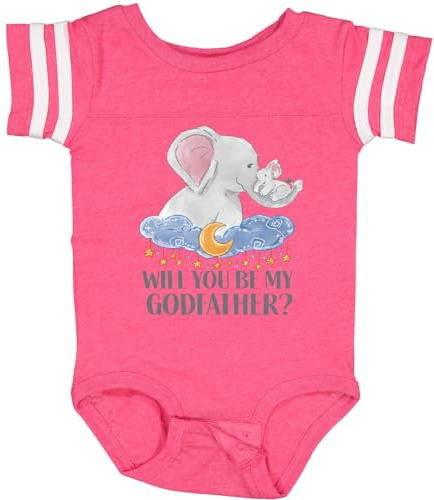 inktastic Will You Be My Godfather Elephants Moon and Stars Baby Bodysuit 6 Months Football Pink and White 3bf2d