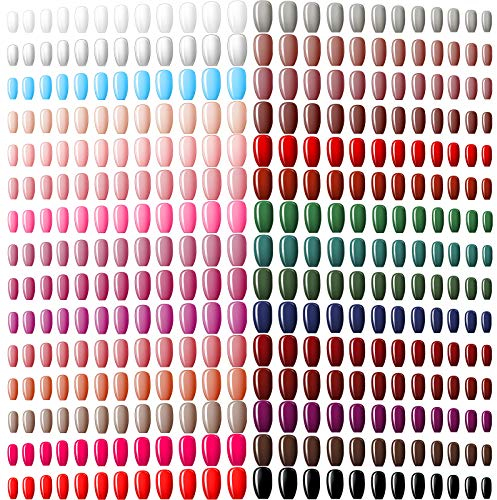 720 Stück 30 Sets Mittlere Quadrat Falsche Nägel Künstliche Gefälschte Nägel Ballerina Sarg Aufdrücken Nägel Einfarbige Glänzende Nagelspitzen Volle Abdeckung (Klassische Farben)