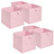 OHS Pack of 6 Fabric Storage Boxes Home Organiser Toys Clothing Bathroom Pop Up Collapsible Foldable Cube Box, Blush Pink