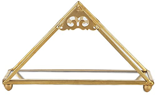 Gyllene spegelbricka, trianglar parfym display make-up tvättställ, vacker konstdekor arrangör för hem, sovrum, badrum, toalettbord