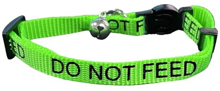 LARRYROO Cat Collar With DO NOT FEED Print - Soft Nylon & Safety Release Buckle (Green)
