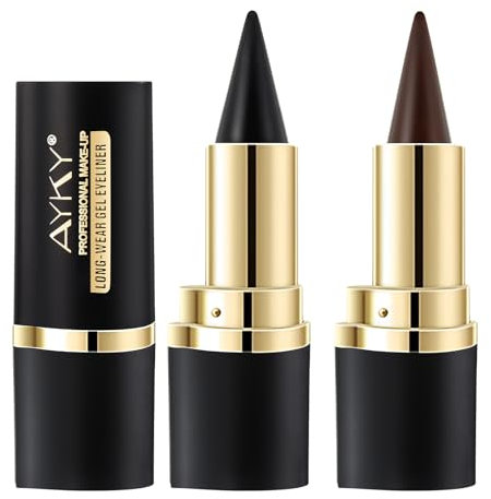 Noerrors 2 Farben Schwarz Braune Eyeliner-Stifte Wasserdicht Creme Wasserlinien-Augenstift, Wischfest Smokey Eye Liner Stift, Schnell Trocknend Lang anhaltende Augen-Make-up