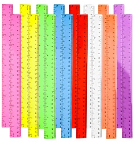 16 Pezzi Righello 30 cm Righello di Plastica Trasparente Flessibile Colorato per Bambini, Scuola, Studenti, Aule e Ufficio(8 Colori)