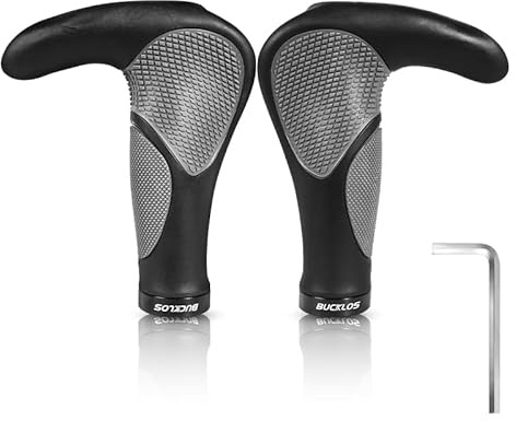 AEYINO Bike Ergonomic Handlebar Grips Lock-on Bar Ends Mountain Bicycle Handle Grips Anti-Slip Shock-Absorbing Handle Bar Grips with Aluminum Locking Ring for MTB, BMX, Scooter