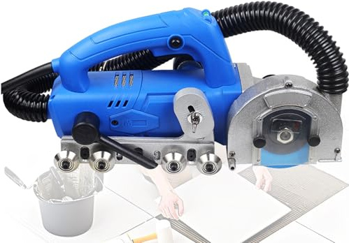 Limpiadora de Juntas de Azulejos eléctrica de 1200 W con soplador de Agua automático y 4 Hojas de Sierra. Abridor de Juntas para Suelos de baldosas, Ideal para Limpiar Huecos.