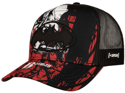 Capslab Cappellino da Camionista Unisex Batman Visiera Curva, Taglia Unica per Tutti Gli Adulti | Cappellini DC Comics Cappellino Snapback | Cappellino in Rete