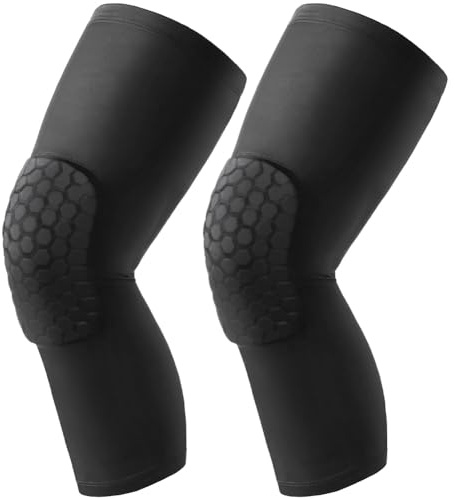 AYBUY Rodilleras de baloncesto, Rodilleras Voleibol para Adulto, Flexible Rodilla Protectoras Deportivas, 2 pcs mangas de compresión anticolisión de panal, para patinaje, Danza, Skate niños, L, negro