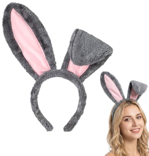 URYVAIW Diadema Orejas de Conejo rosa, Accesorio de Disfraz Lindo, Diademas de Peluche para Carnaval, Pascua, Fiestas, Bodas, Cumpleaños, Cosplay para Niños, Niñas & Mujeres