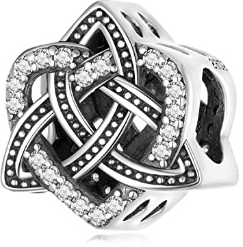 LYGBAOFUL 925 Sterling Silver Good Luck Irish Love Heat Knot Charm för halsband och armband, vintage triangel kors runt berlock pärlor för kvinnor