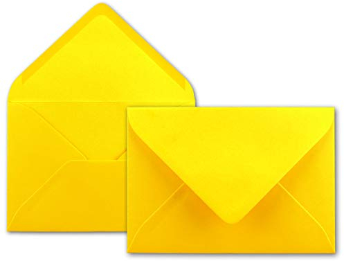50x Brief-Umschläge in Honig-Gelb - 80 g/m² - Kuverts in DIN B6 Format 12,5 x 17,6 cm - Nassklebung ohne Fenster