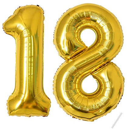 Or 18 Anniversaire Ballon - 100cm - Chiffre 18 - Happy Birthday Decoration Fête d'anniversaire Ans Vole Grâce à l'Hèlium
