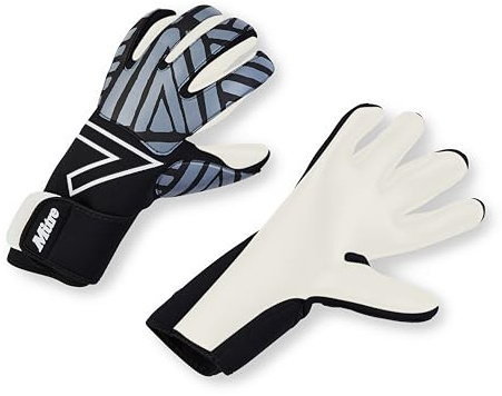 Mitre Impel Guanti da portiere per ragazzi, assorbimento degli urti, grip, nero/grigio, taglia 4
