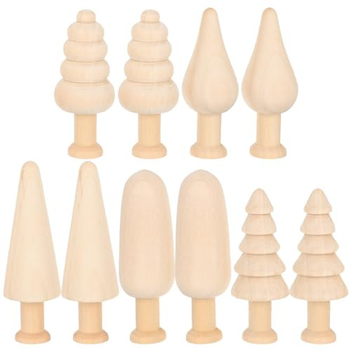 Toddmomy 10 Uds. De Figuras De Árboles De Madera Para Manualidades Setas Manualidades Sencillas Pequeños Árboles De Navidad De Madera Para Adornos