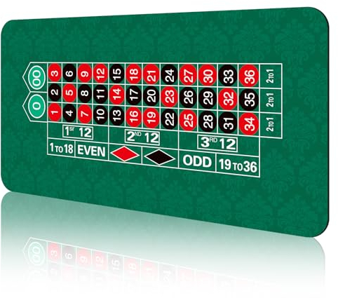 Verbesserte wasserdichte Casino-Roulette-Tisch-Layout-Matte mit Tragetasche, rutschfeste Gummi-Roulette-Spiel-Layout-Tischabdeckung für Partys, Heimunterhaltung, Spieleabend (180 x 90 cm, grünes
