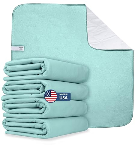 AbsorbEase® Washable Underpads 34x36 - Waterproof, Ultra-Absorbent Incontinence Bed Pads for Adults, Seniors, Kids, Pets, Reusable Pee Pads, Odor Neutralizing, Latex-Free, USA Made (Pack of 4)