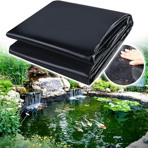 Garden Ponds Preformed Liners Fish And Koi Pond Lining Swimming Pond Film 3×4 3×6 6×9 8×12.0m 5Mil HDPE Flexible Impermeable Pond Membrane For Fish Ponds, Small Ponds, Fountains, Waterfall(Size:1x1.0M
