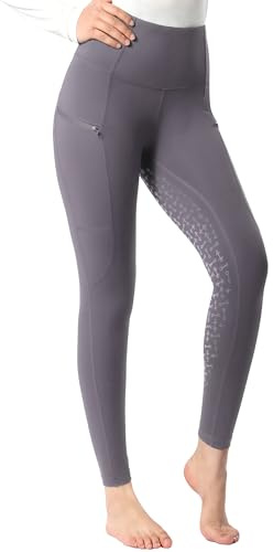 Harrison Howard dam heltrimma silikon grepp ridbyxor ridbyxor hög midja leggings för kvinnor, Komet, XS