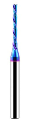 Spiralfräser Abwärtsschnitt, 3mm Schnittdurchmesser, 25mm Schnitthöhe, Wolframkarbid Bohrer mit Nano Blau Beschichtung, CNC Fräser Endfräsen für Holzschnitt, Schnitzen, Gravieren