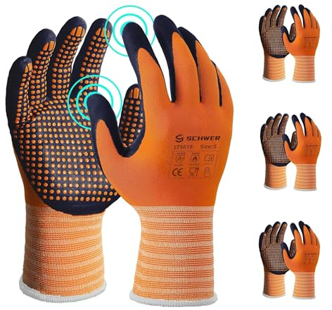 Schwer 3/6/12 Pairs Safety Work Gloves, MicroDot Abrasion & Grip, LT5619, S