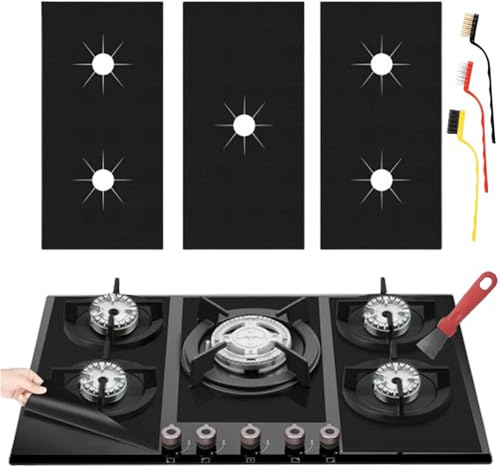 3Pcs Stove Guard for Gas Stoves, 0.3mm Stove Top Covers for Gas Burners, Easy-Clean Reusable Stove Surface Shields-Heat-Resistant Gas Range Protectors, Burner Covers for Gas Stovetop