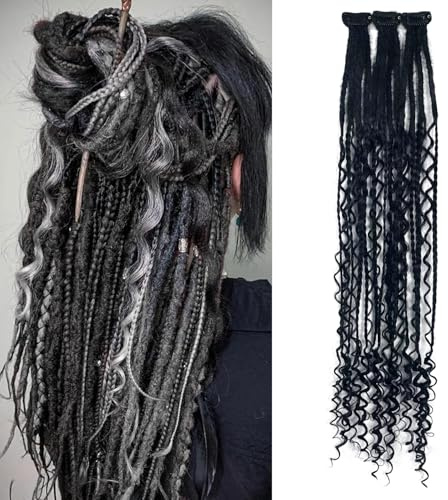 Dsoar Clip in Estensioni Dreadlock Boho Ricci Finiti Dreads Sintetici con Clip Morbido Crochet Loc Estensioni 22 Pollici 3 Pezzi