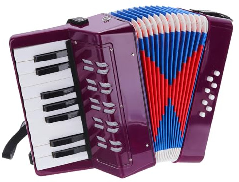 QUARKZMAN Accordion, 17 knappar 8 basknappar dragspel leksak mini musikinstrument lätt för vuxna nybörjare utbildning, lila