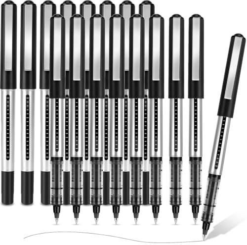 MOTIBACK 16 Pezzi Penne Roller Nero 0.5mm, Set di Penne Gel Nere, Punta Fine per Scrittura Chiara e Fluida, Ideali per Uso Professionale o Personale