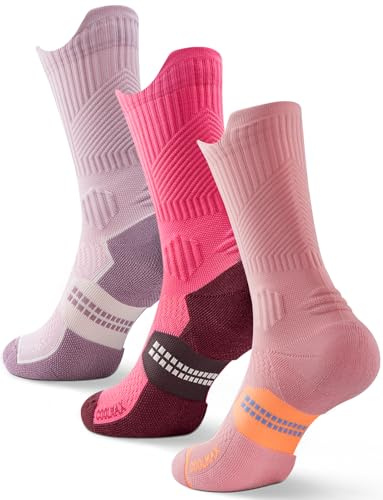 Juclise Womens Coolmax Bamboo Compression Running Crew Socks, 3 Pairs Sports Hiking Anti Blister Moisture Wicking Cushioned | Breathable anti-blister sports socks Coolmax wicks away moisture, prevents blisters, dry foot climate