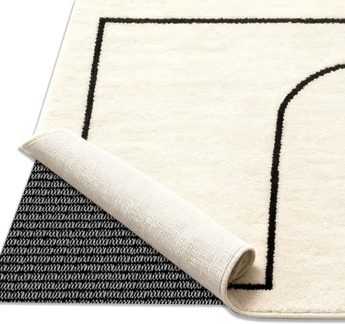 Sottotappeto antiscivolo, 115 x 120 cm, per tutti i tipi di pavimenti, compresi legno duro e laminato, mantiene i tappeti al sicuro e protetti, design resistente, colore: nero