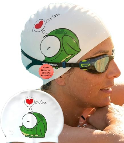 SWIMXWIN Cuffia Nuoto Silicone FROG Cuffia Piscina Divertente Con Disegni Unisex Uomo Donna Bambini Allenamento Competizione Aquagym Triathlon Pallanuoto Open Water Regalo Fantasia Scuola Pro