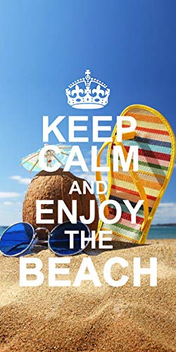 Miracle Home. Telo Mare in Microfibra, Keep Calm, Multicolor, 95 x 175 cm. 11754
