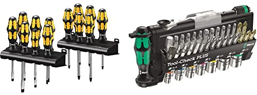 Wera Big Pack 900 Schraubendreher Set Kraftform - Schraubmeißel und Rack, 13-teilig, 05133285001 & Bit-Sortiment, Tool-Check PLUS, 39-teilig, 05056490001, (39 Stück)1er Pack