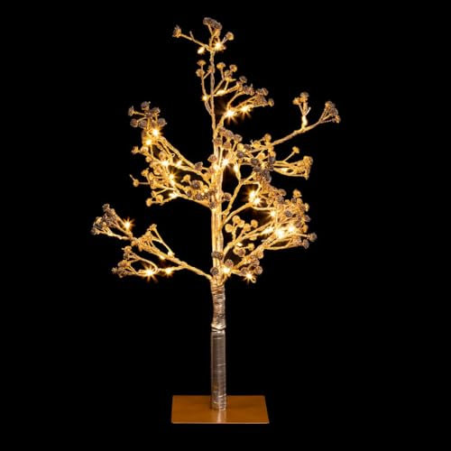 Feeric Lights et Christmas - Arbre Lumineux d'intérieur doré h50cm 48 LED + transfo