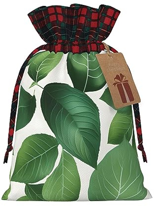 Herb Plant Leaf Artistic Patchwork Burlap Gift Bags–premium Fabric Gift Bags For Holidays And Celebrations