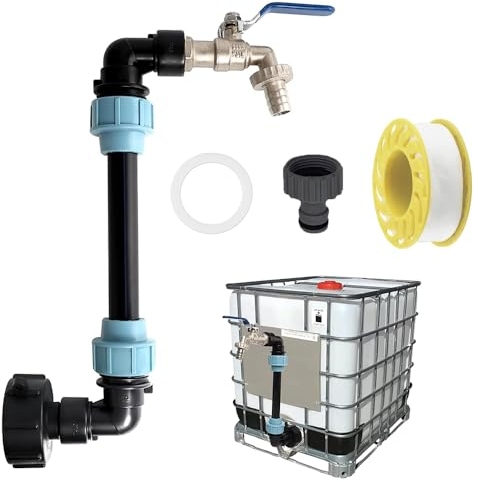 IBC Tank Schwanenhals, IBC Adapter mit Schwanenhals Messing Wasserhahn, IBC Schwanenhals 3/4 Auslaufhahn, Regenfass Auslaufhahn IBC, IBC Container S60x6 3/4 Zoll Wasserhahn, IBC Tank Zubehör