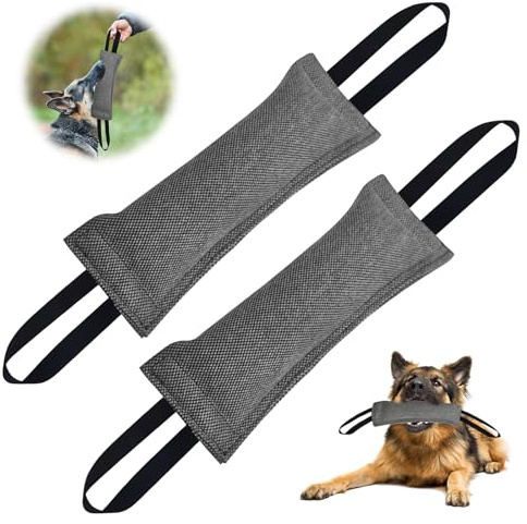 Bitkorv för hundar: 30 cm (12 tum) jute med 2 handtag, mycket robusta träningstillbehör, dragleksak för träning (grå)