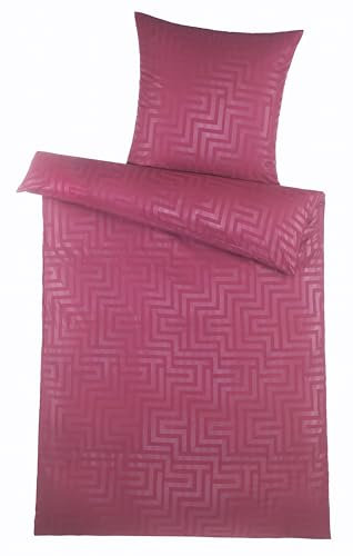 Carpe Sonno Mikrofaser Bettwäsche 135x200 - Kühlendes Polyester Sommer Bettwäsche-Set aus Bettbezug und Kopfkissenbezug - Bügelfreies Bettzeug Sommerbettwäsche Bettgarnitur - Rot Gemustert