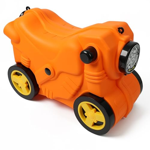 DIVCHI Kids Suitcase With Wheels Ride On, Carry On, Sit On Hand Luggage | Cabin Trolley | Children Suitcase | Travel Bags | Boys & Girls Gift (Orange)