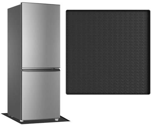 Washing Machine Drip Tray - 60×60 CM Multifunction Silicone Floor Mat Refrigerator Mats Carpet Protector Mat, Soft Under Refrigerator Floor Protector for Dryer Mini Fridge Wine Cabin (Black)