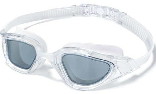Keary Goggles Swimming Adult Swim Goggles for Men Women Swimming Youth Adults Anti-Fog Goggle Pool Open Water Glasses with Clip for Swim Waterproof UV Protection Clear Vision with Case, Grey