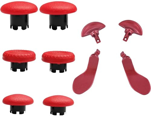 10-in-1 Metal Thumbsticks Accessories for PS5 Dualsense Edge Controller,4 Metallic Back Paddles Triggers Buttons Repair Parts with 6 Analog Joysticks for PS5 Dualsense Edge(Red) [video game]