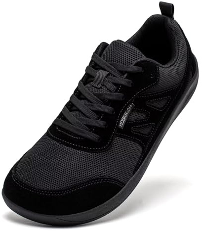 HOBIBEAR Unisex Wide Barefoot Shoes for Men Women Minimalist Athletic Trail Running Outdoor Walking Shoe(Black,UK 7.5