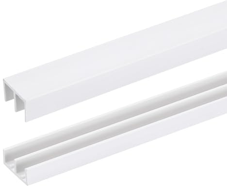 QUARKZMAN 1Set Pista Porta Scorrevole in Plastica Bianca, Pista Finestra Scorrevole per Pannelli Spessi 1/4, per Pista Porta Armadi in Vetro (2Ft Lunga)