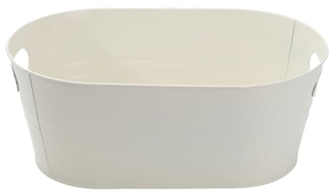 JWQFBC Secchiello per Ghiaccio Ovale, Secchiello per Champagne, Organizer per Bagno, con Manico per Accessori Da Bar, Barbecue E Riunioni, Bianco