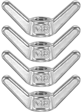 PATIKIL Dadi A Farfalla, 4 Pz M8 x 1.25 304 Acciaio Inox Dadi A Farfalla Parti Di Fissaggio Filettatura Metrica Per Riparazione Installazione Mobili Casa Barca, Argento
