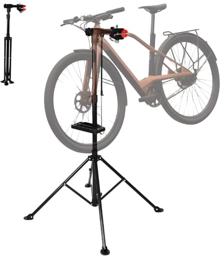 Armanyya Supporto per il montaggio della bicicletta, professionale, Ebike, pieghevole e regolabile in altezza, capacità di carico 50 kg, girevole a 360°, supporto di montaggio nero