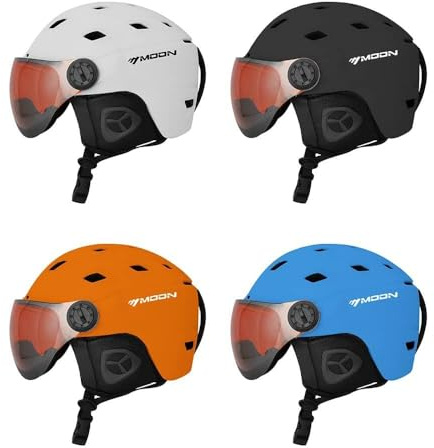 Topyond Casco de esquí,Casco para Deportes de Nieve para Hombres y Mujeres,Casco de Snowboard en Molde,Revestimiento Ligero de EPS,Casco para Deportes de Nieve con Gafas (Blanca)