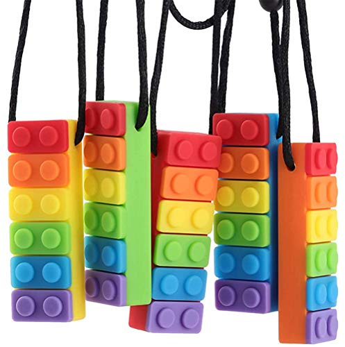 Stylebest Collana da Masticare, 5 Pezzi di Collane Sensoriali da Masticare per Bambini con Masticazione, ADHD, Autismo, necessità di Mordere, Gommoso Motorio Orale, Collana in Silicone a (Come